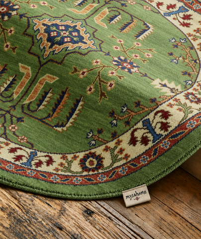 Spring Meadow Green Wool Round Rug