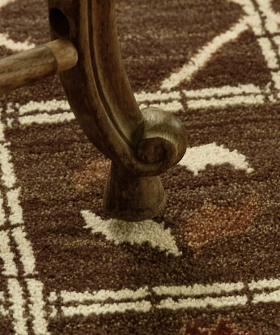 Brown Script Heritage Wool Round Rug