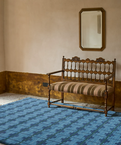 Indigo Checkered Heritage Wool Rug