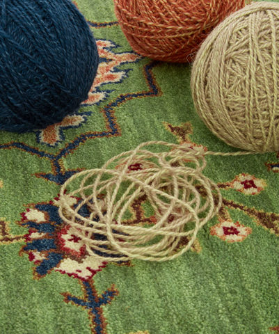 Spring Meadow Green Wool Round Rug