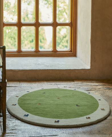 Emerald Reverie Wool Round Rug