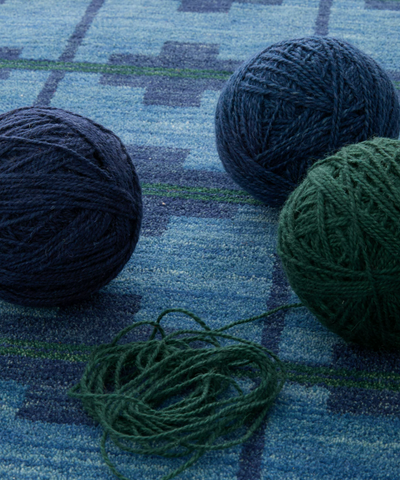 Indigo Checkered Heritage Wool Rug