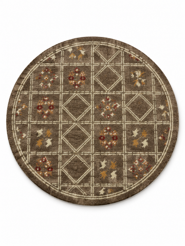 Brown Script Heritage Wool Round Rug