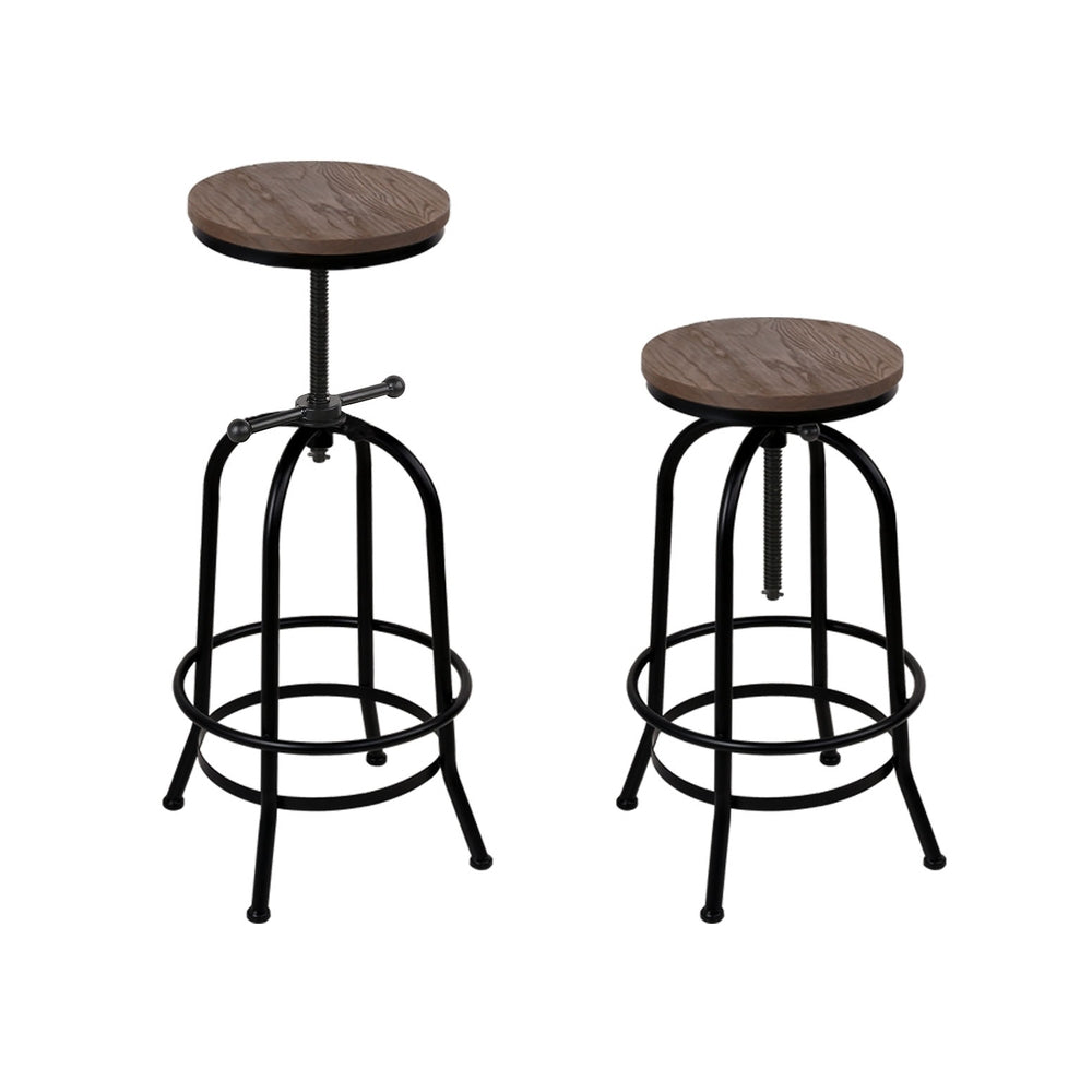 Artiss 4x Bar Stools Kitchen Dining Chairs Adjustable Wooden Vintage Stool