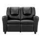 Keezi Kids Recliner Chair Double PU Leather Sofa Lounge Couch Armchair Black