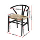 1x Artiss Dining Chair Wooden Rattan Wishbone Black