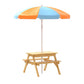 Keezi Kids Outdoor Table and Chairs Picnic Bench Umbrella Set Water Sand Pit Box