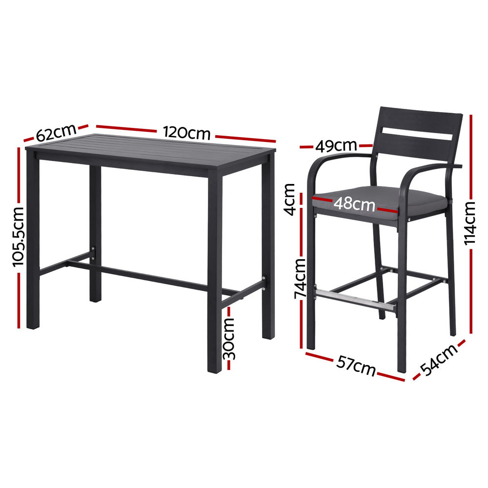 Gardeon Outdoor Bar Set 5-Piece Patio Dining Chairs Aluminium Table Stools