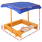 Keezi Kids Sandpit Wooden Sandbox Sand Pit with Canopy Water Basin Toys 103cm