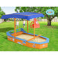 Keezi Kids Sandpit Wooden Boat Sand Pit with Canopy Bench Seat Beach Toys 150cm