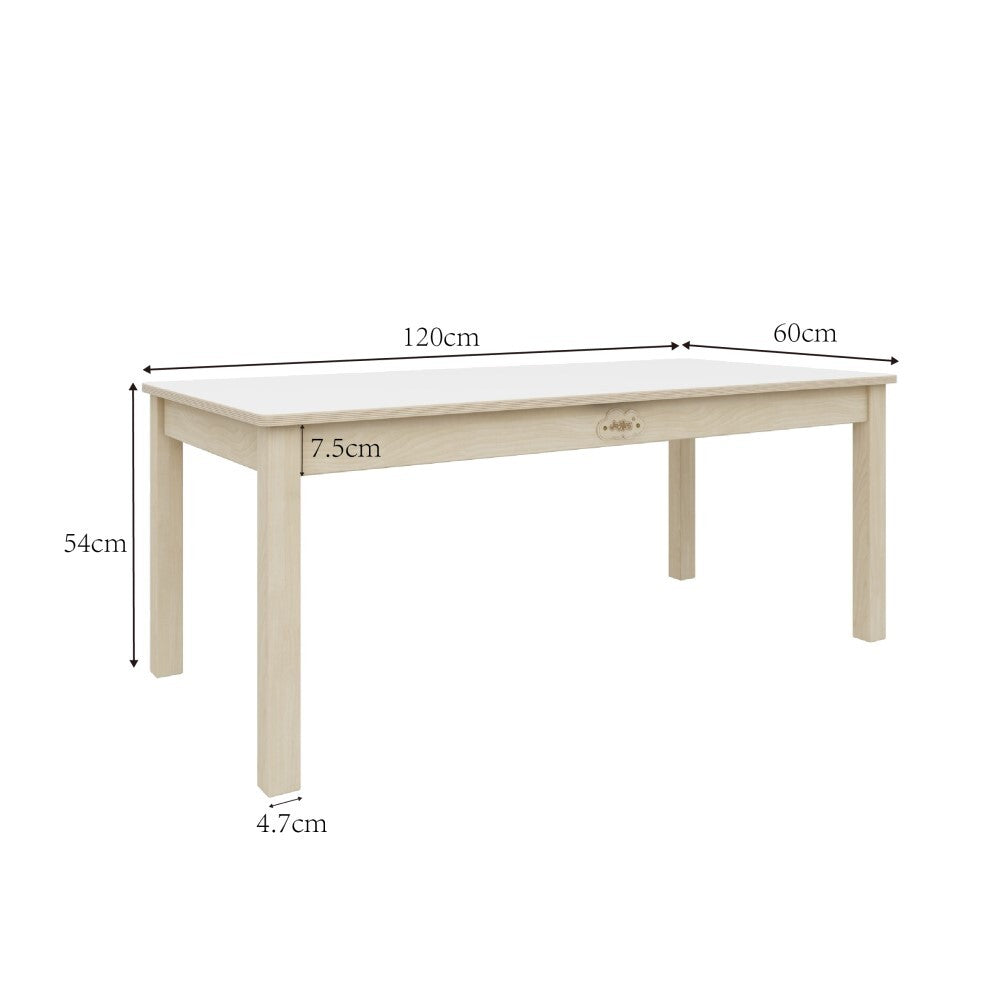 Jooyes Kids Birch and White Rectangular Table - H54cm