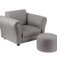 Kids Grey Couch Sofa Chair w/ Footstool in PU Leather