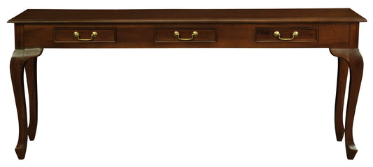 Queen Anne 3 Drawer Sofa Table - Mahogany