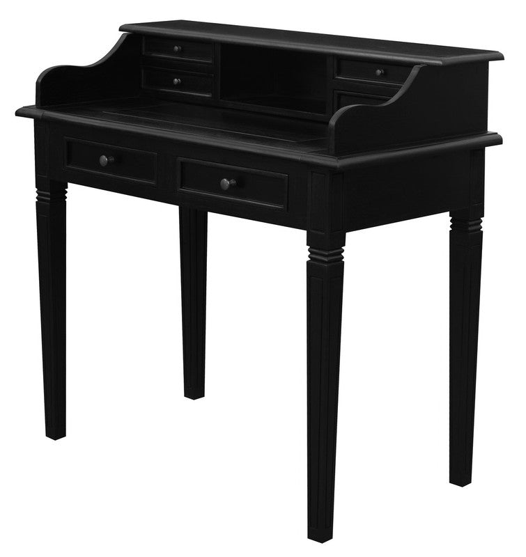 Winston 6 Drawer Solid Timber Writing Desk (Black)