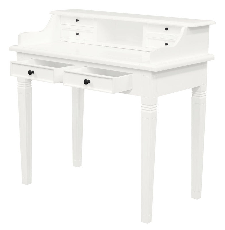 Winston 6 Drawer Solid Timber Writing Desk (White)