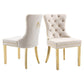 AADEN 2x Velvet Dining Chairs with Golden Metal Legs-Black