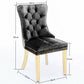 AADEN 6x Velvet Dining Chairs with Golden Metal Legs-Black