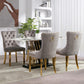 AADEN 4x Velvet Dining Chairs with Golden Metal Legs-Black