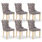 AADEN 6x Velvet Dining Chairs with Golden Metal Legs-Black