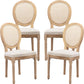 AADEN 4x Rattan Dining Chairs with Solid Wood Legs- Beige