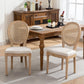 AADEN 4x Rattan Dining Chairs with Solid Wood Legs- Beige