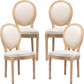 AADEN 4x Linen Dining Chairs with Solid Wood Legs- Beige