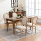 AADEN 4x Linen Dining Chairs with Solid Wood Legs- Beige