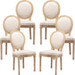 AADEN 6x Linen Dining Chairs with Solid Wood Legs- Beige