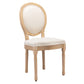 AADEN 6x Linen Dining Chairs with Solid Wood Legs- Beige