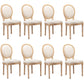 AADEN 8x Linen Dining Chairs with Solid Wood Legs- Beige