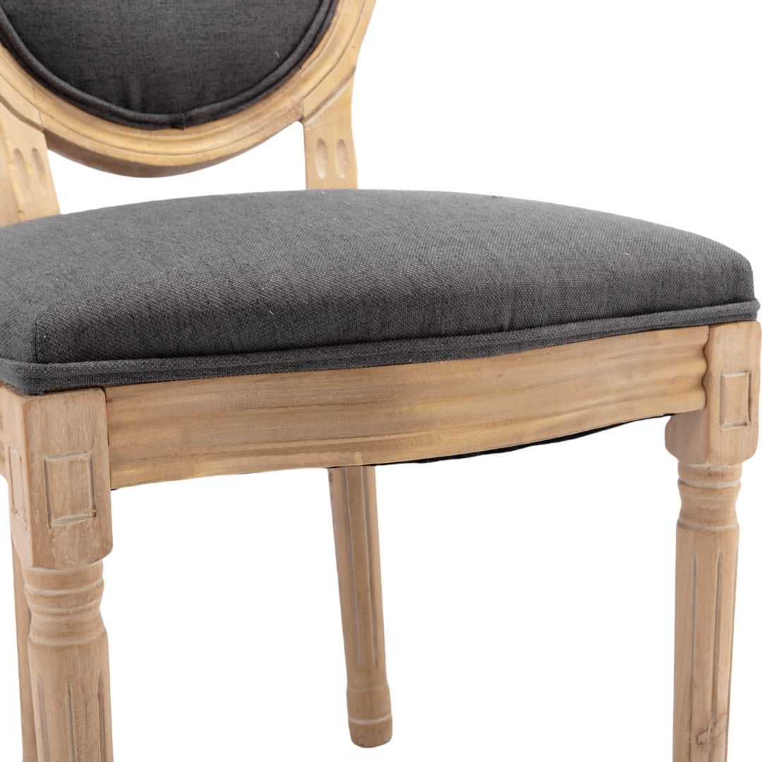 AADEN 8x Linen Dining Chairs with Solid Wood Legs- Grey