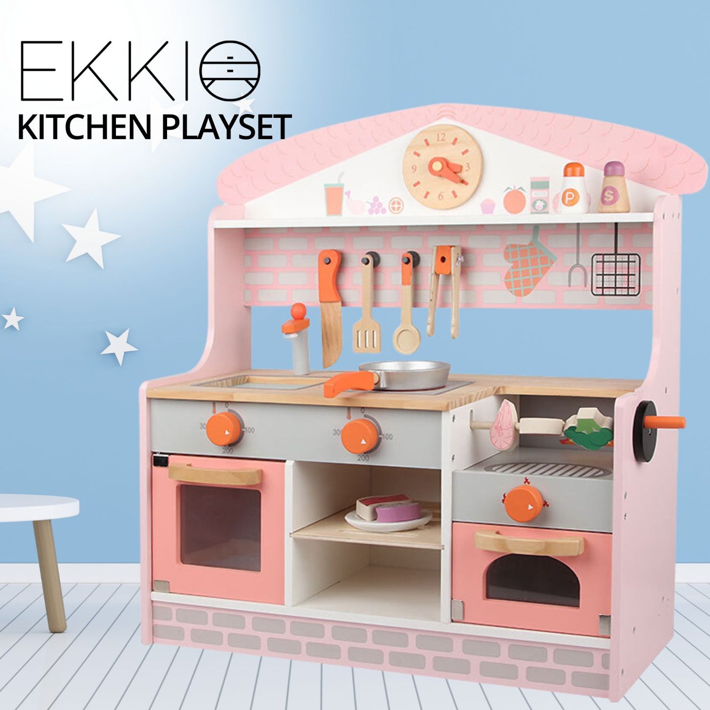 EKKIO Wooden Kitchen Playset for Kids (BBQ Kitchen Set) EK-KP-101-MS