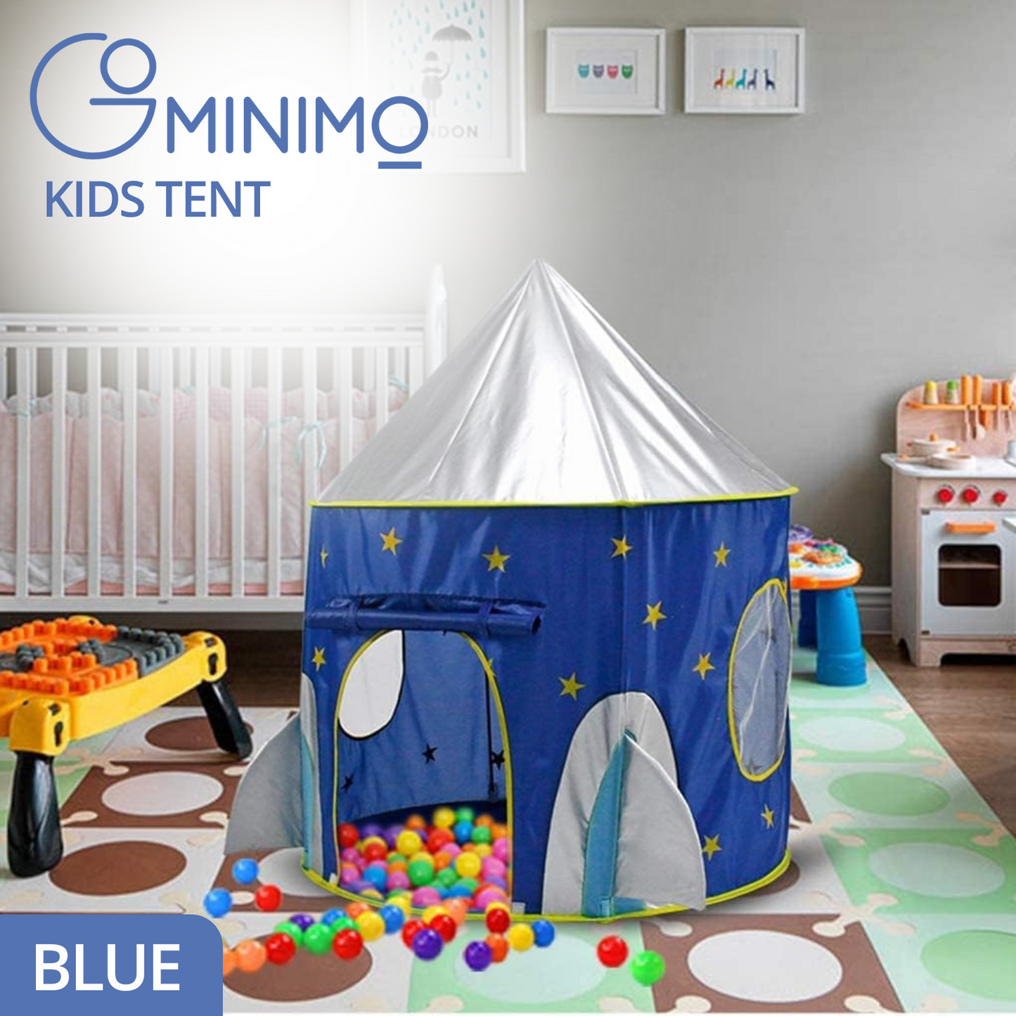 GOMINIMO 3 in 1 Sky Style Kids Play Tent with Carrying Bag (Blue and Yellow) GO-KT-100-LK