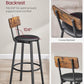 VASAGLE Set of 2 Bar Stools with Footrest PU Cover Vintage Brown Black