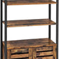 VASAGLE Bookcase Floor Standing Storage Cabinet and Cupboard with 2 Louvred Doors and 3 Shelves Bookshelf Rustic Brown