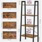 VASAGLE Ladder Shelf 4-Tier Industrial Storage Rack for Living Room Rustic Brown and Black