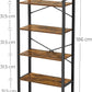 VASAGLE 6-Tier Bookcase Storage Shelf Industrial Design Vintage Brown Black