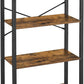 VASAGLE 4-Tier Bookshelf Storage Rack with Steel Frame for Living Room Office Study Hallway Industrial Style Rustic Brown and Black