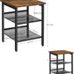 VASAGLE Side Table Set Nightstand Industrial Set of 2 Bedside Tables with Adjustable Mesh Shelves Rustic Brown and Black