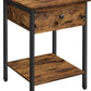 VASAGLE End Table with Drawer and Shelf Rustic Brown and Black