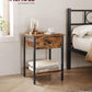 VASAGLE End Table with Drawer and Shelf Rustic Brown and Black