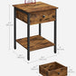 VASAGLE End Table with Drawer and Shelf Rustic Brown and Black