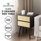 Sarantino Ivan Bedside Table Night Stand - Black/natural