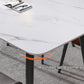 120x60cm Glossy White Minimalist Slate Kitchen Dining Table Marble Lunch Dinner Table Solid Metal Legs