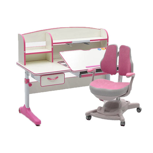 Height Adjustable Children Kids Ergonomic Study Desk Chair Set 120cm Pink AU