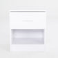 Bedside Table Side Storage Cabinet Nightstand Bedroom 1 Drawer 1 Shelf ELLA - WHITE