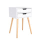 Bedside Table 2 Drawer Wood Leg Storage Cabinet Nightstand SUZY WHITE