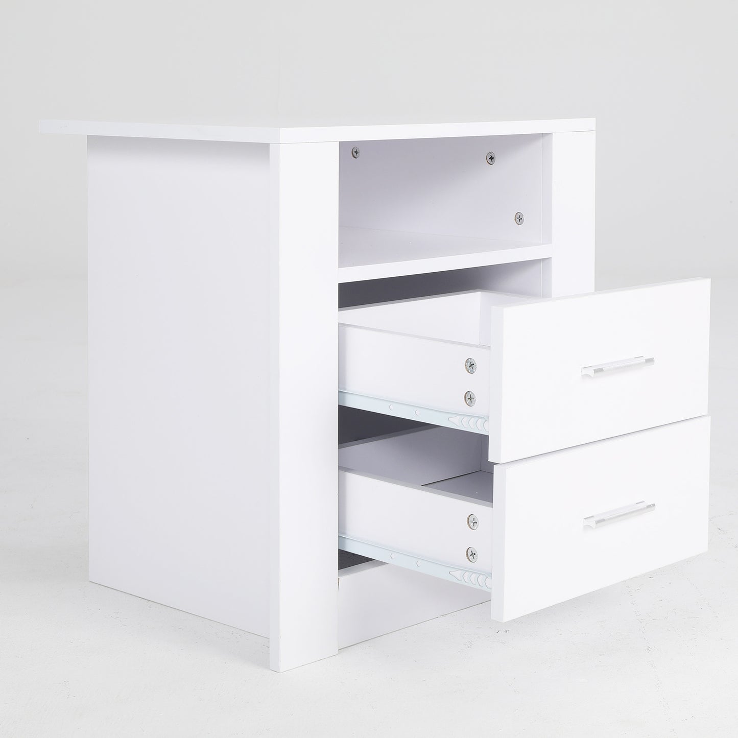 2X Bedside Table Side Storage Cabinet Nightstand Bedroom 2 Drawer 1 Shelf ZURI WHITE