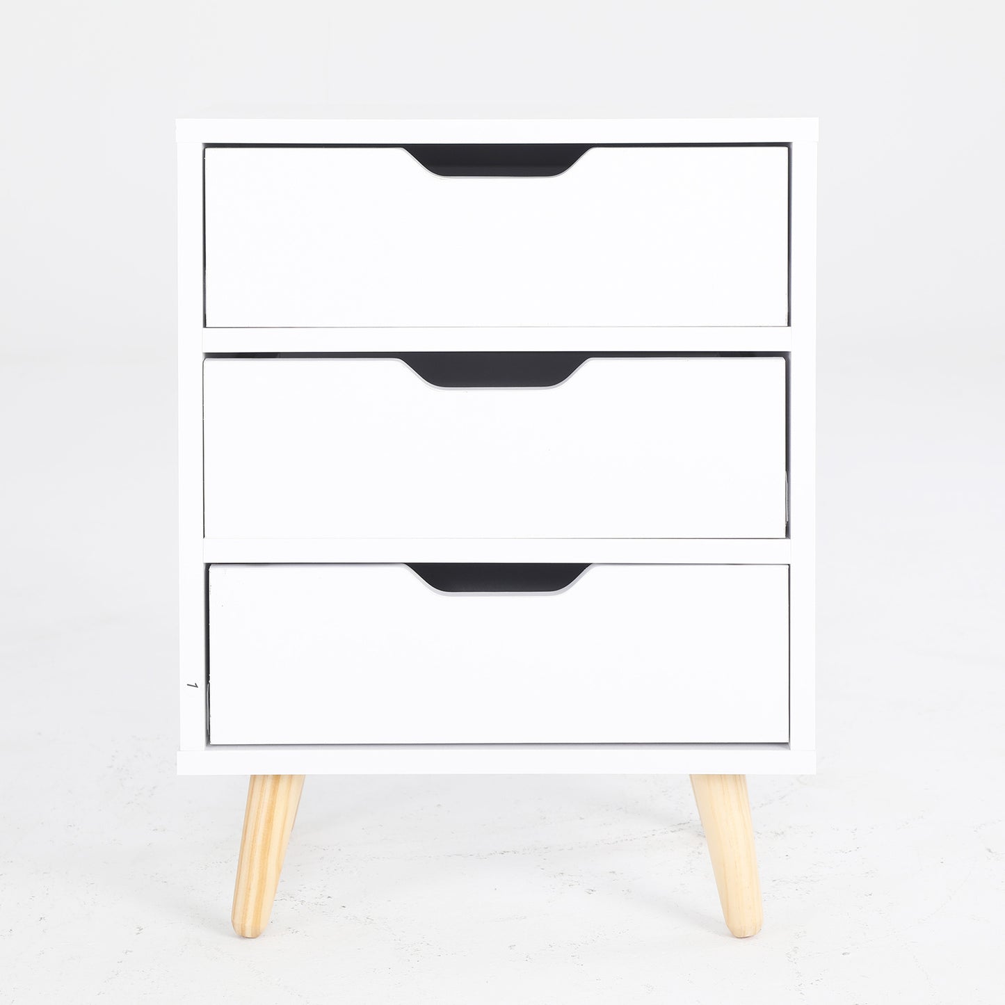 2X Bedside Table 3 Drawer Wood Leg Storage Cabinet Nightstand LACY WHITE