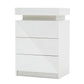 Bedside Table 3 Drawers RGB LED Bedroom Cabinet Nightstand Gloss GLORY WHITE